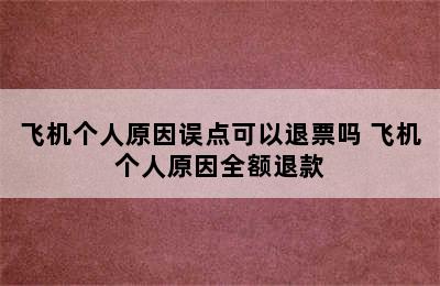 飞机个人原因误点可以退票吗 飞机个人原因全额退款